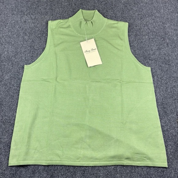 Terry Lewis Classic Luxuries Silk Blend Sleeveless Top Turtleneck Green Stretch‎ - Picture 1 of 6